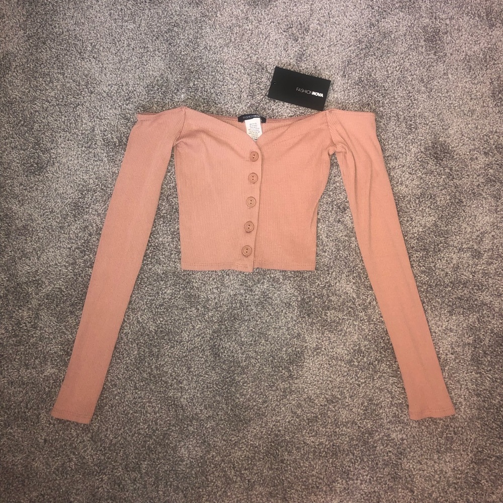 Long sleeve off the shoulder crop top